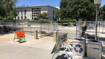 Image of entrance to the big shift construction area.