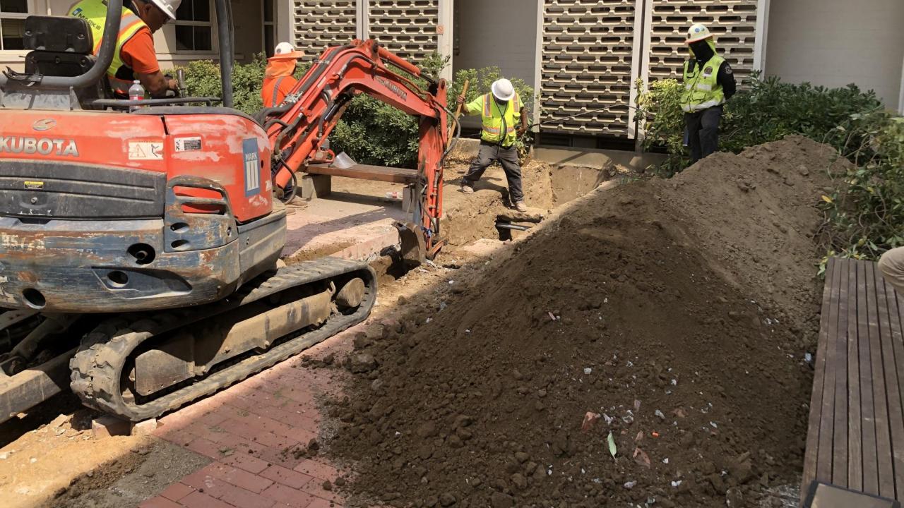 Trenching in the Young Hall courtyard