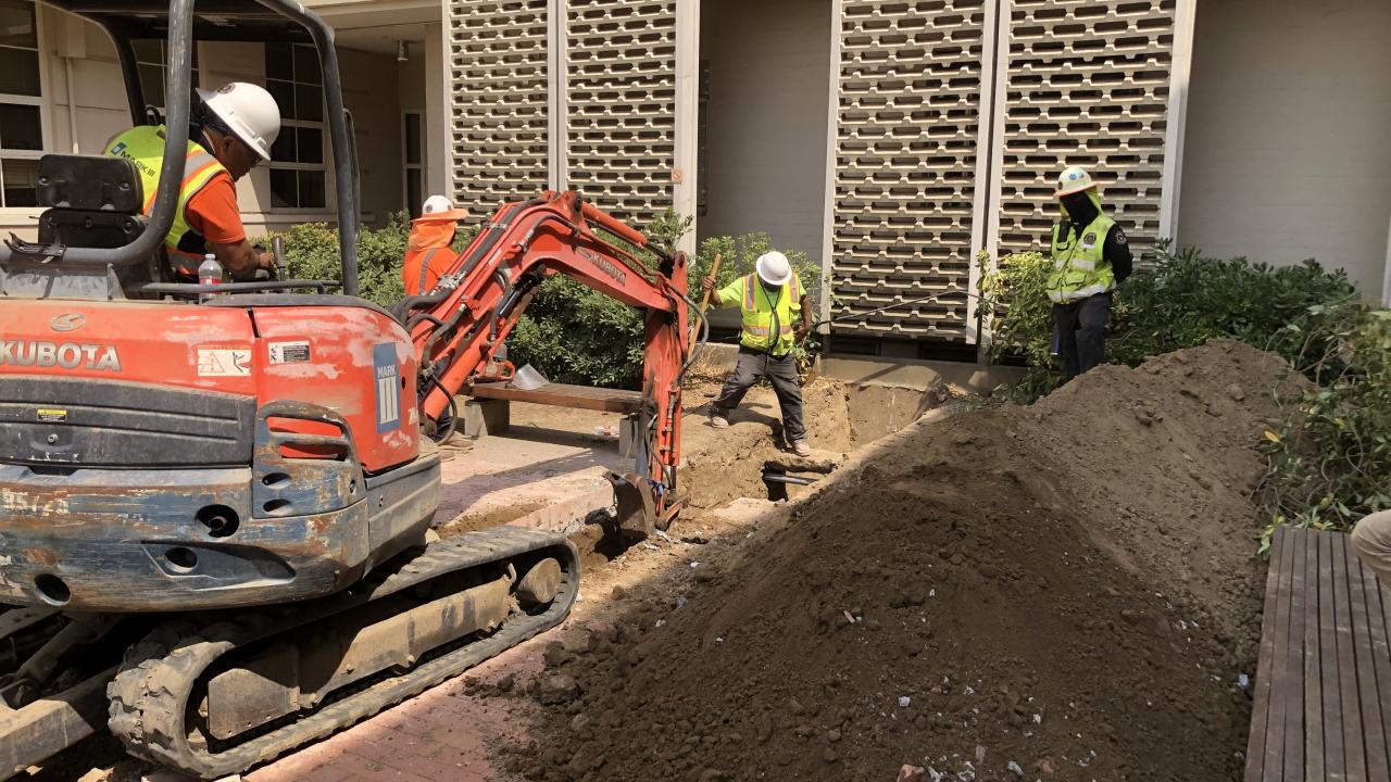 Trenching in the Young Hall courtyard