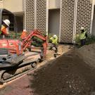 Trenching in the Young Hall courtyard