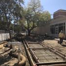 Surface restoration of sidewalks outside the Memorial Union bookstore.