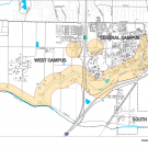 Image of map showing areas of archaeological sensitivity on the UC Davis campus.