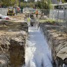 Hot water pipes laid in Big Shift trench